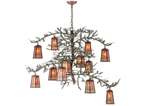 Pine Branch 12 Light Chandelier in Rust/Green Branches (57|140897)