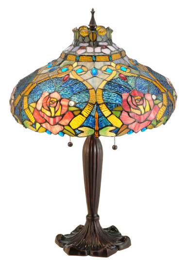 Dragonfly Rose Table Lamp in Mahogany Bronze (57|138108)