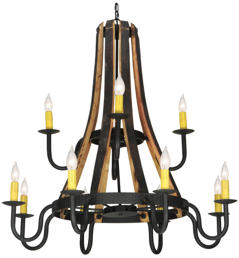 Barrel Stave 12 Light Chandelier in Natural Wood,Wrought Iron (57|136568)