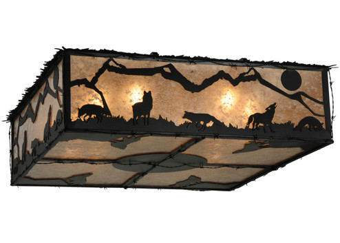 Northwoods Wolf On The Loose Eight Light Flushmount in Textured Black (57|136276)