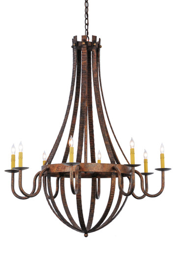 Barrel Stave Eight Light Chandelier in Black Metal (57|129824)