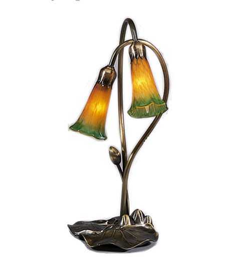 Amber/Green Pond Lily Two Light Accent Lamp in Mahogany Bronze (57|12939)