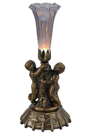 Purple Iridescent Pond Lily One Light Mini Lamp in Mahogany Bronze (57|12502)