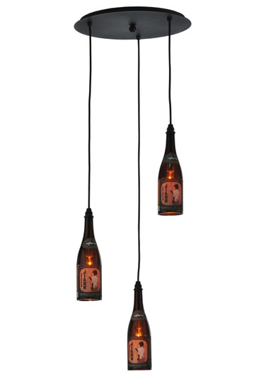 Tuscan Vineyard Three Light Pendant in Textured Black (57|119656)