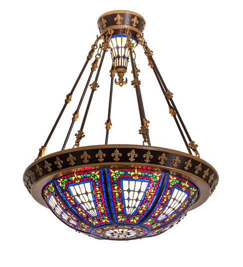 Fleur-de-lis Six Light Semi-Flushmount in Copper Vein/Gold (57|115301)