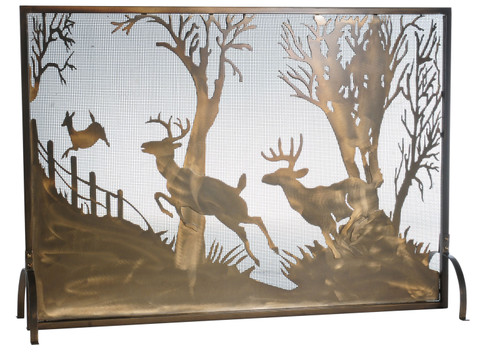 Deer On The Loose Fireplace Screen in Antique Copper Mesh (57|113656)