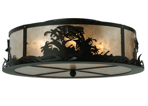 Leaping Trout Four Light Flushmount in Black Metal (57|113622)