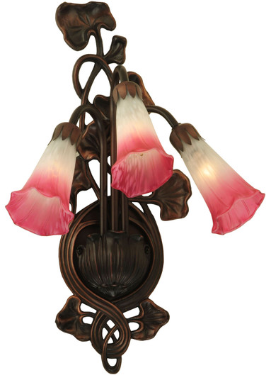 Pink/White Pond Lily Three Light Wall Sconce in Mahogany Bronze (57|11318)