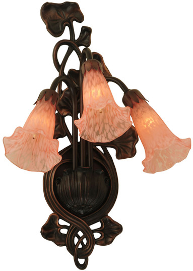 Pink Pond Lily Three Light Wall Sconce in Mahogany Bronze (57|11246)