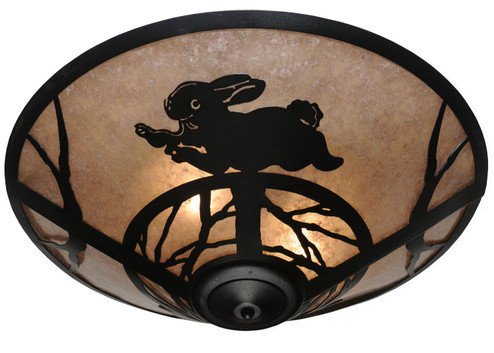 Rabbit On The Loose Three Light Flushmount in Textured Black (57|110551)