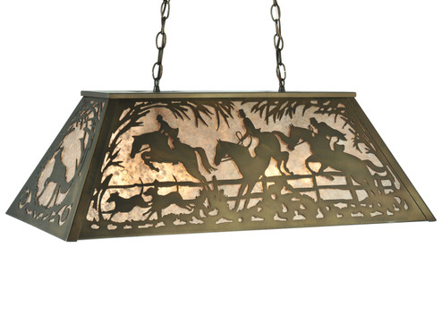 Fox Hunt Six Light Oblong Pendant in Antique Copper (57|109744)