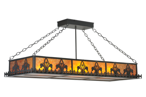 Gothic Fleur-De-Lis Six Light Oblong Pendant in Textured Black (57|109377)