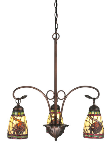 Pinecone Three Light Chandelier in Mahogany Bronze (57|106292)