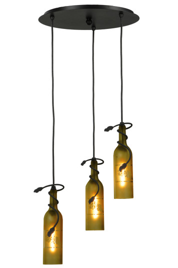 Tuscan Vineyard Three Light Pendant in Textured Black (57|105771)