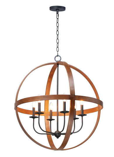 Compass Six Light Pendant in Antique Pecan / Black (16|27576APBK)