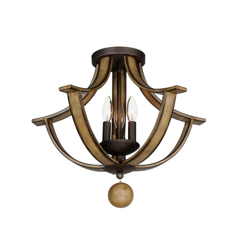 Basque Three Light Semi Flush Mount in Driftwood/Anthracite (16|20343DWAR)