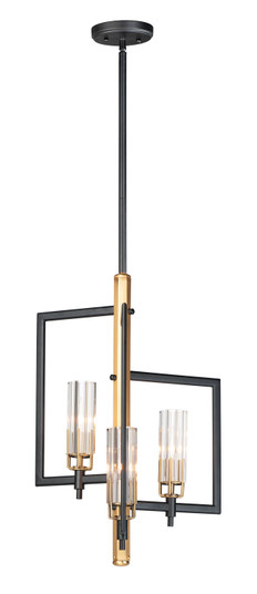 Flambeau Three Light Chandelier in Black / Antique Brass (16|16113CLBKAB)