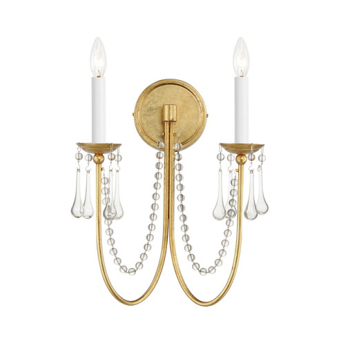 Plumette Two Light Wall Sconce in Gold Leaf (16|12161GLCRY)