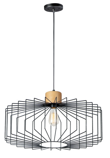 Bjorn One Light Pendant in Black / Natural Wood (16|10069BKNWD)