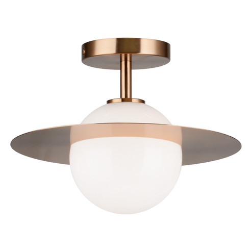 Saturn One Light Flush Mount in Aged Gold Brass + Opal Glass (423|X60401AGOP) Saturn One Light Flush Mount in Aged Gold Brass + Opal Glass (423|X60401AGOP)