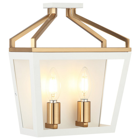 Mavonshire Two Light Wall Sconce in White + Aged Gold Brass (423|W67012WHAG)