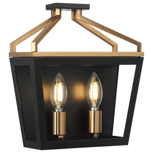Mavonshire Two Light Wall Sconce in Black + Aged Gold Brass (423|W67012BKAG)