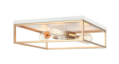 Clarke Three Light Flush Mount in White + Aged Gold Brass (423|M15543WHAG)