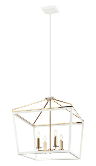 Mavonshire Four Light Chandelier in White + Aged Gold Brass (423|C67014WHAG)
