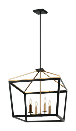 Mavonshire Four Light Chandelier in Black + Aged Gold Brass (423|C67014BKAG)