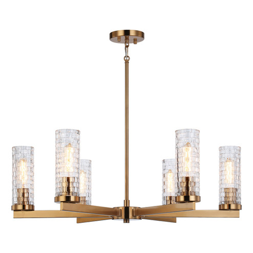 WEAVER Six Light Chandelier in Aged Gold Brass (423|C32106AG)