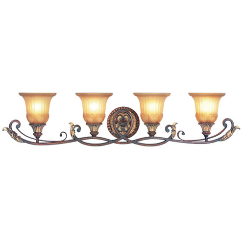 Villa Verona Four Light Bath Vanity in Hand Applied Verona Bronze w/ Aged Gold Leafs (107|855463) Villa Verona Four Light Bath Vanity in Hand Applied Verona Bronze w/ Aged Gold Leafs (107|855463)