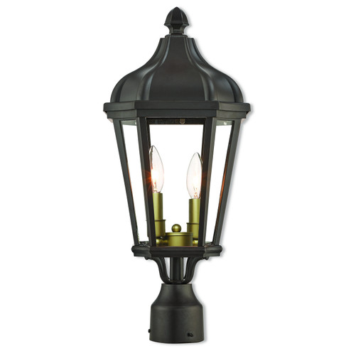 Morgan Two Light Outdoor Post Lantern in Bronze w/ Antique Gold Cluster (107|7618807)