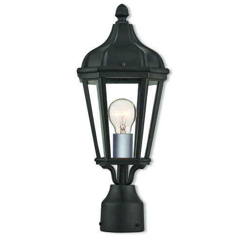 Morgan One Light Outdoor Post-Top Lanterm in Textured Black w/ Antique Silver Cluster (107|7618414)
