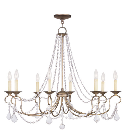 Pennington Eight Light Chandelier in Hand Applied Antique Silver Leaf (107|651873)