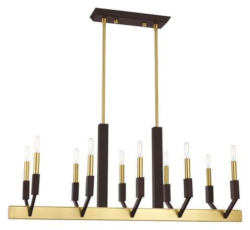 Beckett Ten Light Linear Chandelier in Satin Brass & Bronze (107|5116812)