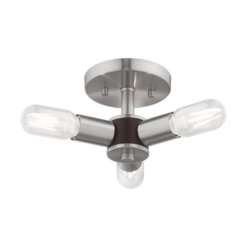 Copenhagen Three Light Ceiling Mount in Brushed Nickel w/ Bronzes (107|5113791)