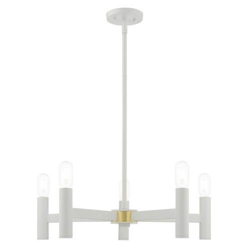 Copenhagen Five Light Chandelier in White w/ Satin Brasss (107|5113503)