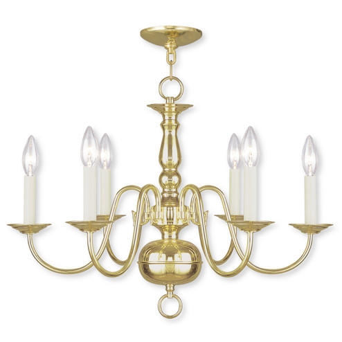 Williamsburgh Six Light Chandelier in Polished Brass (107|500602)