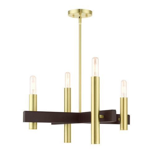 Helsinki Four Light Chandelier in Satin Brass w/ Bronzes (107|4999412)