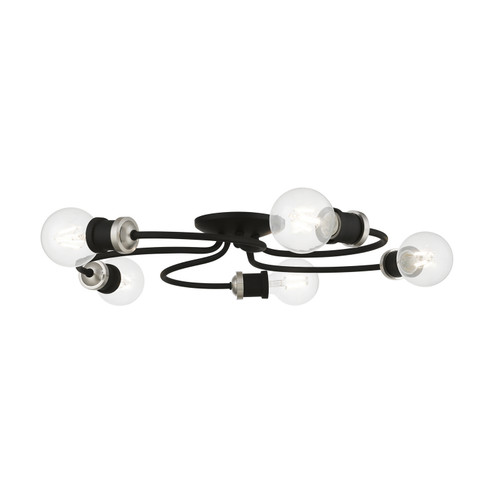 Bromley Five Light Flush Mount in Black w/Brushed Nickel (107|4638504)