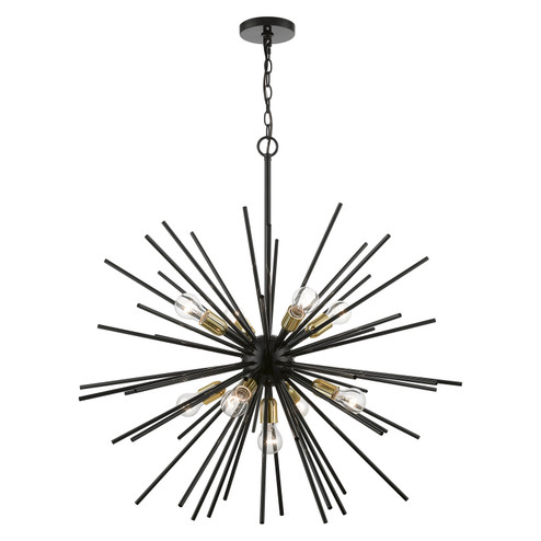 Tribeca Nine Light Foyer Chandelier in Shiny Black w/Polished Brass (107|4617668)