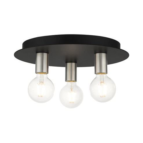Hillview Three Light Flush Mount in Black w/ Brushed Nickels (107|4587304)