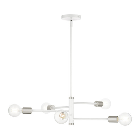 Bannister Five Light Chandelier in White w/ Brushed Nickels (107|4586503)