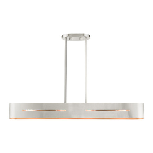 Ravena Four Light Linear Chandelier in Brushed Nickel (107|4576791)