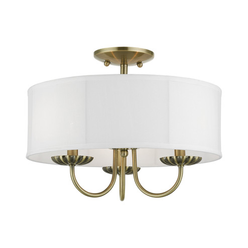 Brookdale Three Light Semi-Flush Mount in Antique Brass (107|4298901) Brookdale Three Light Semi-Flush Mount in Antique Brass (107|4298901)