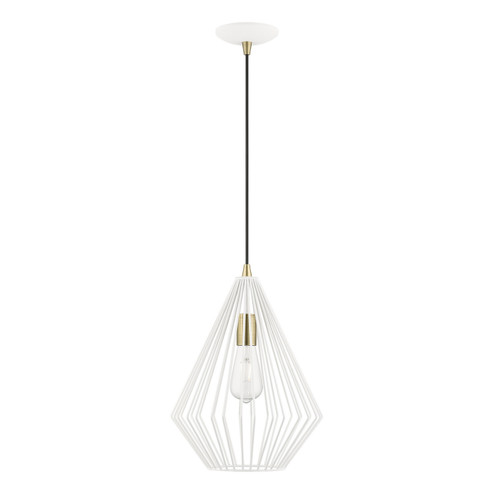 Linz One Light Pendant in Textured White w/Antique Brass (107|4132513)