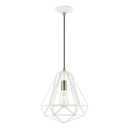 Knox One Light Pendant in Textured White w/Antique Brass (107|4132413)