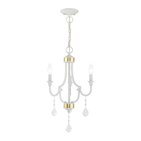 Glendale Three Light Mini Chandelier in White w/ Polished Brasss (107|4127303)