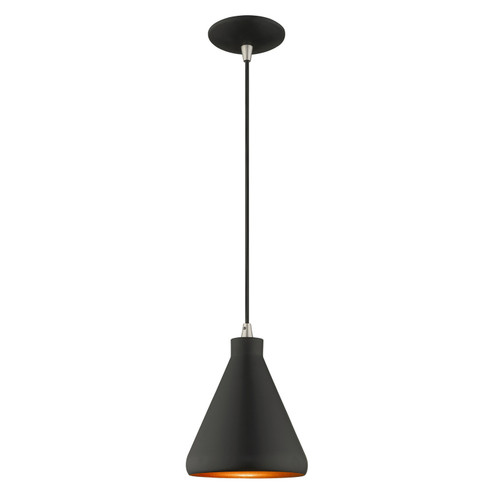 Geneva One Light Mini Pendant in Black w/ Brushed Nickels (107|4117704)