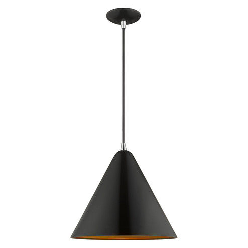 Dulce One Light Mini Pendant in Shiny Black w/ Polished Chromes (107|4117668)